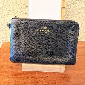COACH Black Leather Zip Coin Purse / Wallet